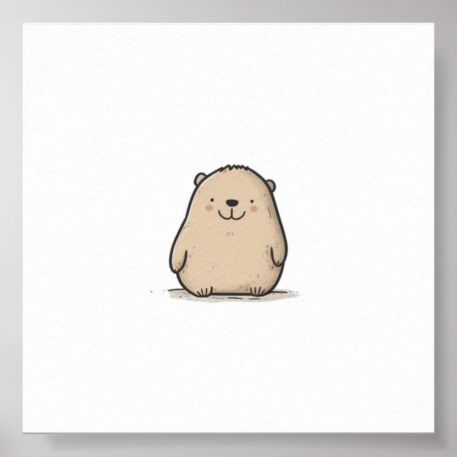 Póster Wombat Adorable Watercolor (Frente)