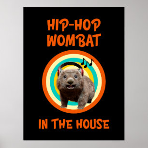 Póster Wombat divertido de Hip-hop en la casa