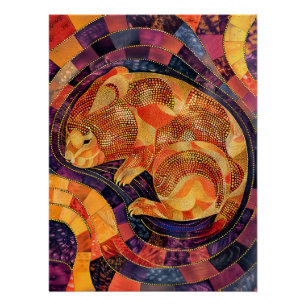 Póster Wombat en el estilo de arte de puntos aborigen