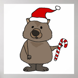 Póster Wombat gracioso en Navidades de Santa Hat