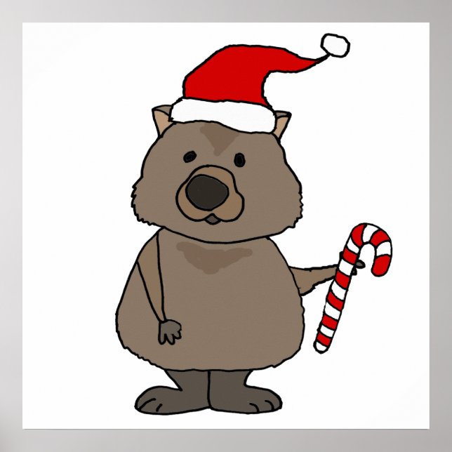 Póster Wombat gracioso en Navidades de Santa Hat (Frente)