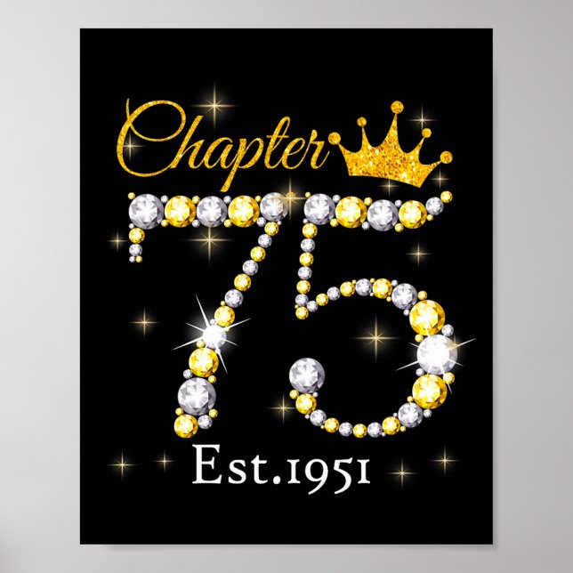 Póster Women Chapter 75 Fabulous Est 1951 75th Birthday Q (Frente)