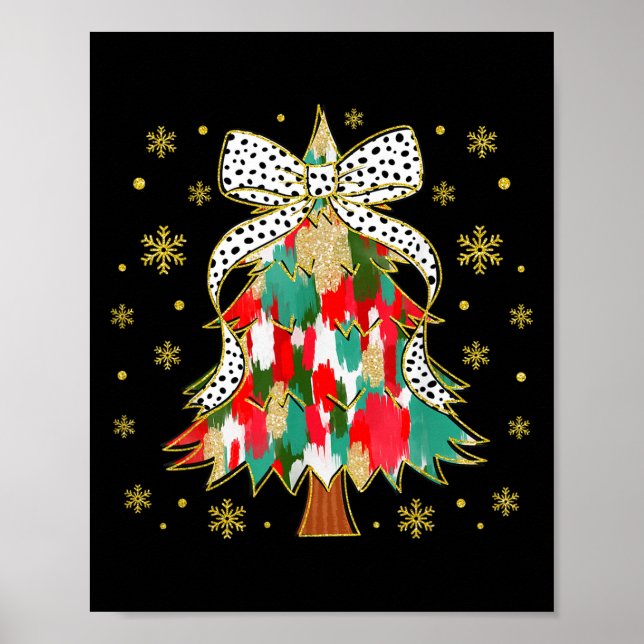 Póster Women Colorful Christmas Tree Coquette Bow Xmas Ho (Frente)