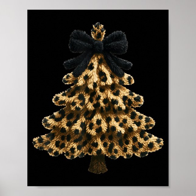Póster Women Coquette Bow Leopard Christmas Tree Xmas Hol (Frente)