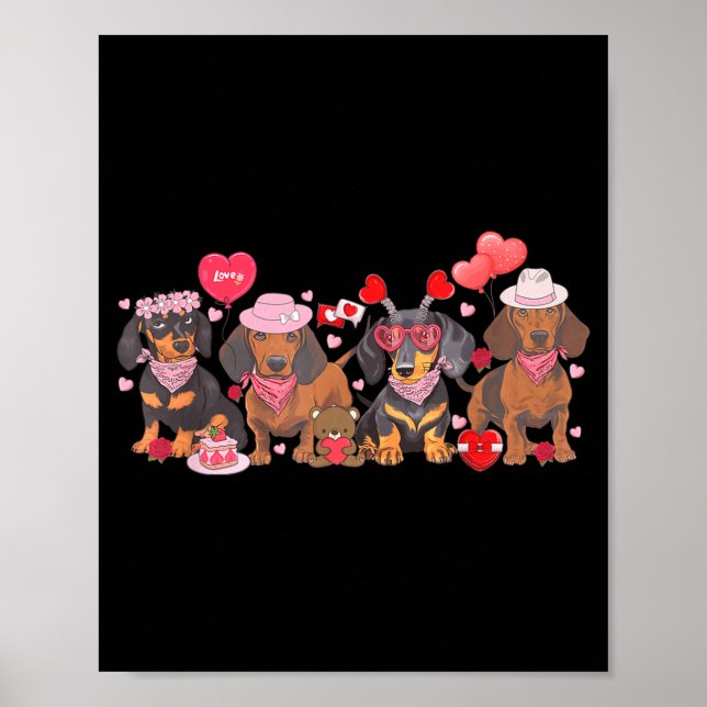 Póster Women Dachshund Valentine’s Day Sausage Dog Bandan (Frente)