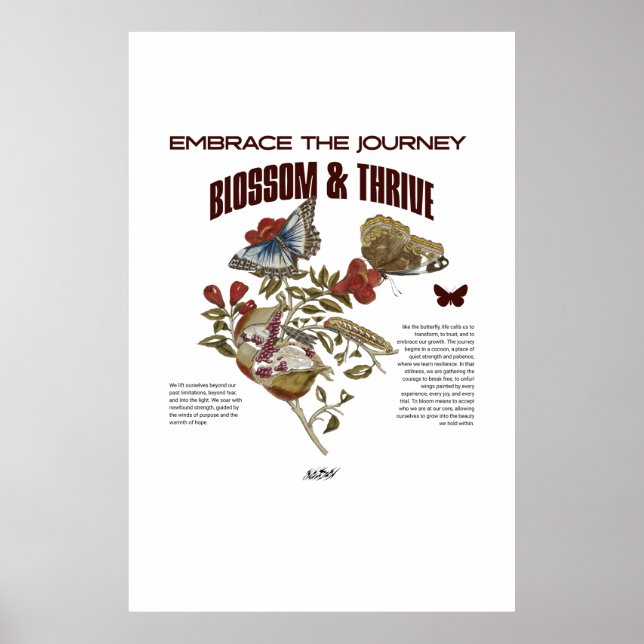 Póster Women Empowerment Blossom & Thrive Botanical  (Frente)