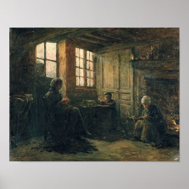 Póster Women Fraying Linen, Honfleur, 1877 (Frente)