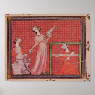 Póster Women Spinning Wool