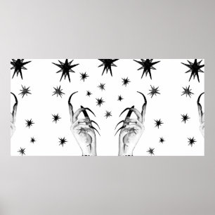 Póster Women witch background with stars, witch hands wit