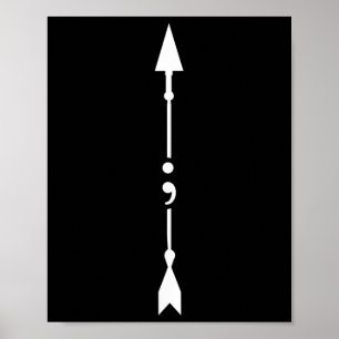 Póster Womens Arrow Semicolon Mental Health Awareness V-n