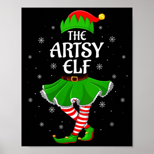 Póster Womens Artsy Elf Christmas Family Girls Women Elf  (Frente)