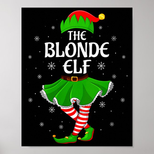 Póster Womens Blonde Elf Christmas Family Girls Women Elf (Frente)