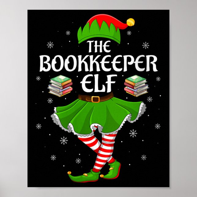 Póster Womens Bookkeeper Elf Christmas Family Girls Women (Frente)
