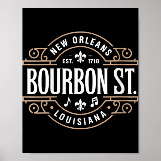 Póster Womens Bourbon Street New Orleans Music Est 1718 V (Frente)