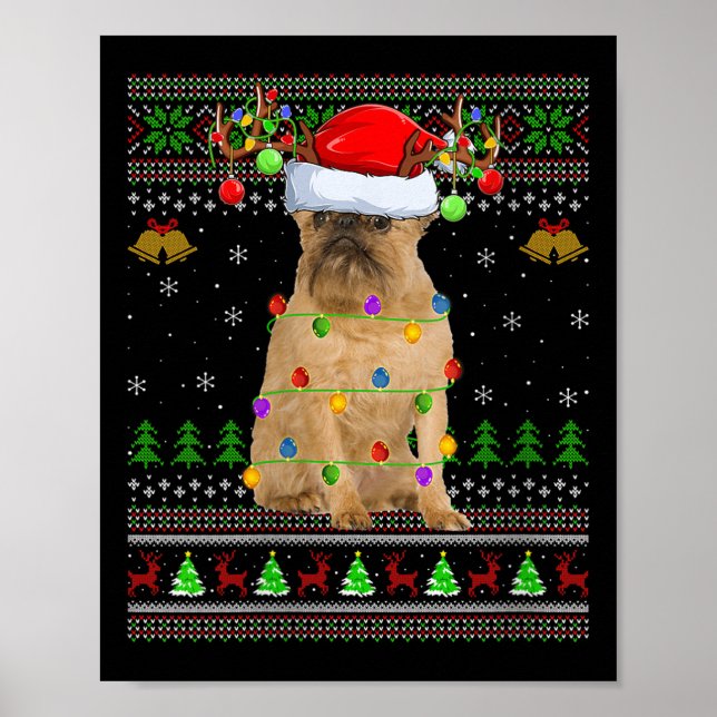 Póster Womens Brussels Griffon Dog Ugly Christmas Sweater (Frente)
