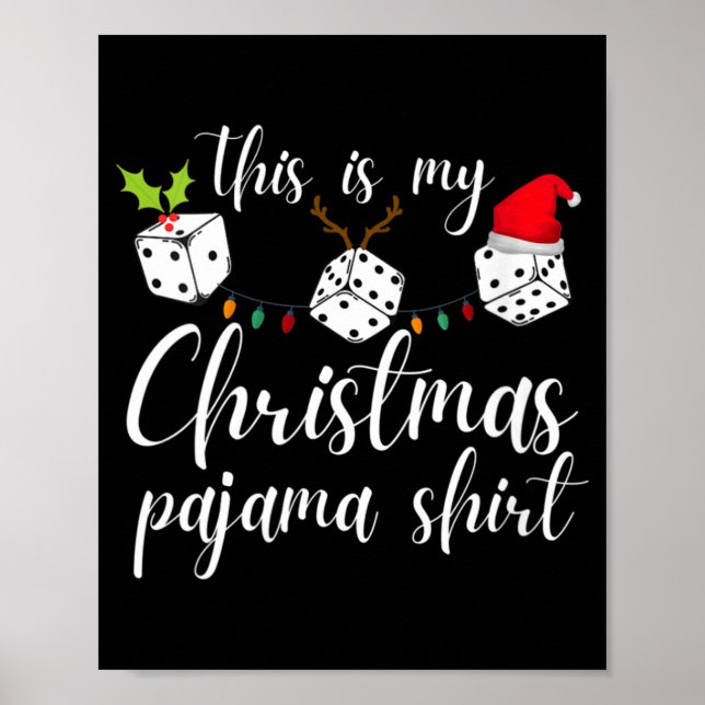 Póster Womens Bunco Christmas Pajama Dice Game Night  (Frente)