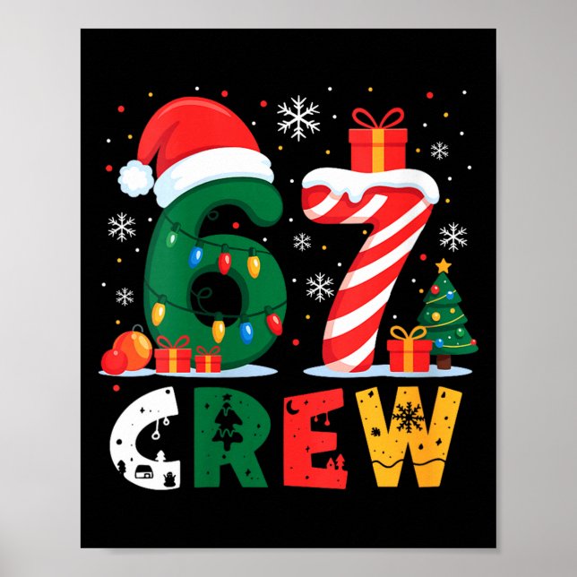 Póster Womens Christmas 67 Crew Brainrot Funny Candy Cane (Frente)