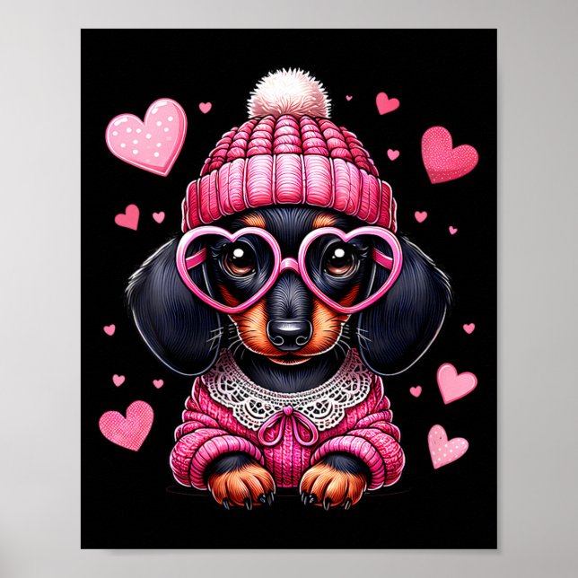 Póster Women's Cute Dachshund Valentines Heart Dog Lover  (Frente)