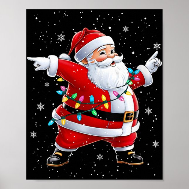 Póster Womens Dabbing Santa Xmas Dancing Girls Boys Kids  (Frente)