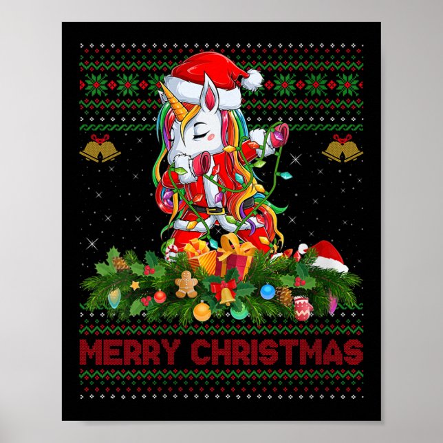 Póster Womens Dabbing Unicorn Ugly Christmas Sweaters Fun (Frente)