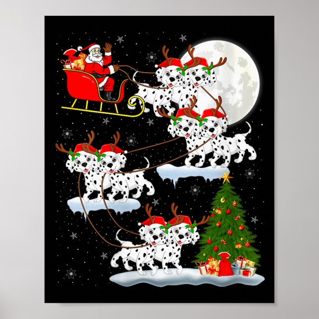 Póster Womens Dalmatian Dog Santa Sleigh Flying Funny Mag (Frente)