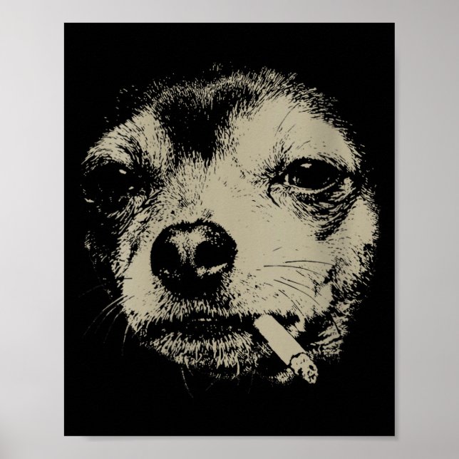 Póster Women's dog smoking cigarette funny chihuahua meme (Frente)