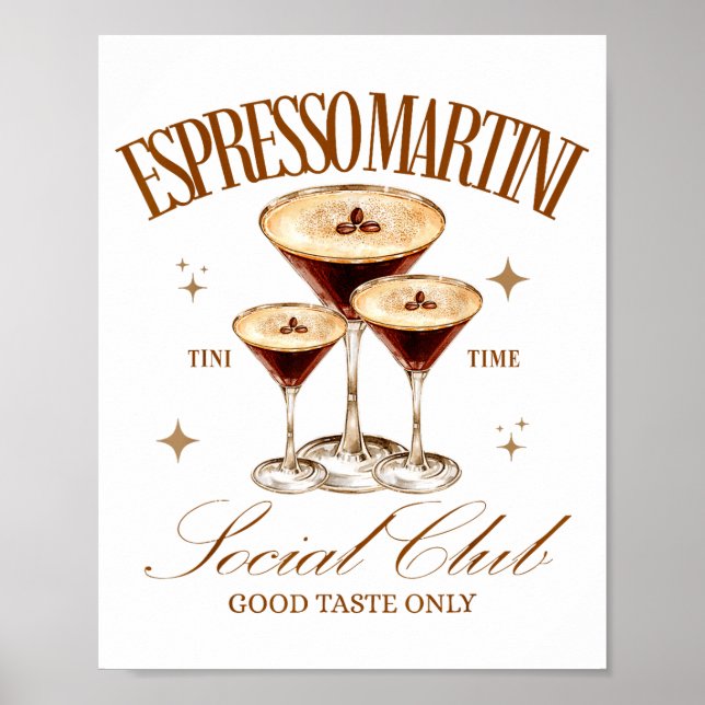 Póster Womens Espresso Martini Social Club Drinking Tail  (Frente)