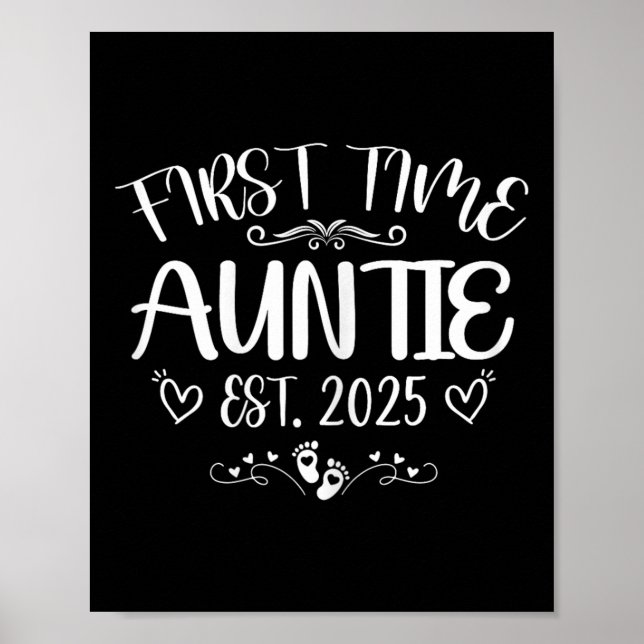Póster Womens First Time Auntie Est 2025 Soon To Be Mom M (Frente)