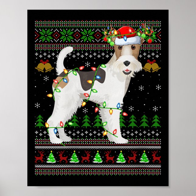 Póster Womens Fox Terrier Dog Ugly Christmas Sweaters Hol (Frente)