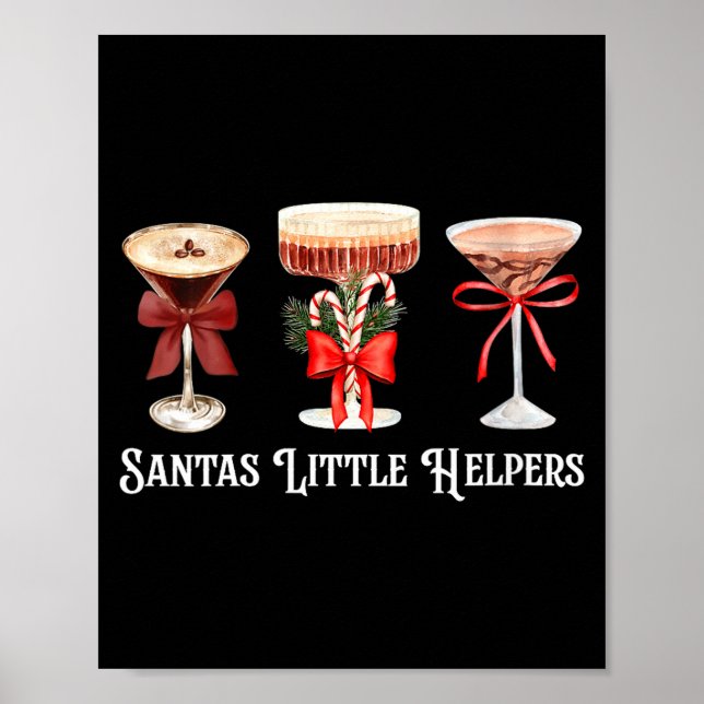 Póster Womens Funny Santa's Little Helper Martini Tail Me (Frente)