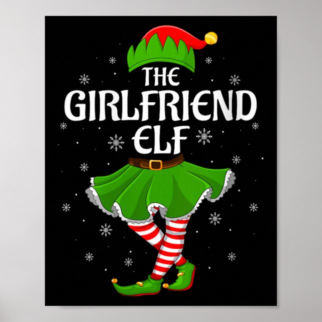 Póster Womens Girlfriend Elf Christmas Family Girls Women (Frente)