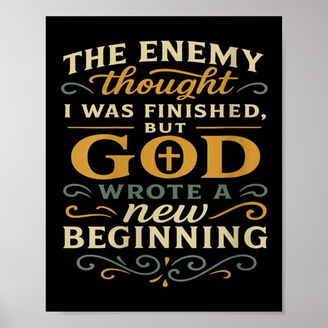 Póster Womens God Wrote A New Beginning Faith Based Insra (Frente)