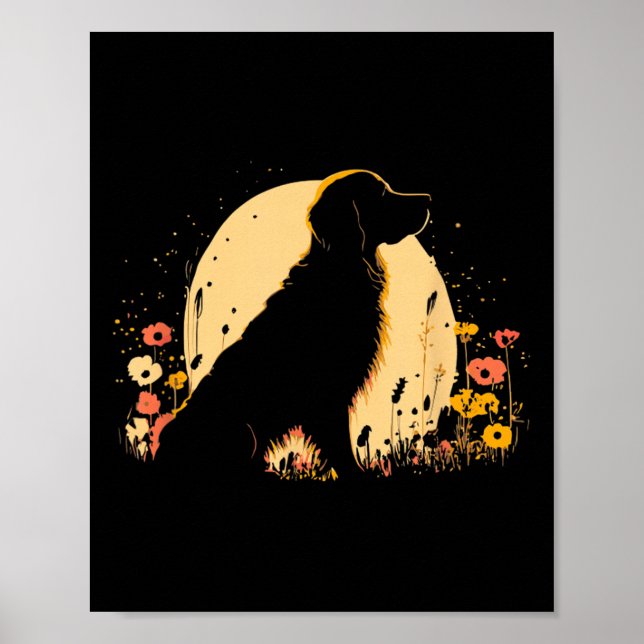 Póster Women's Golden Retriever Lover Dog Owner Wildflowe (Frente)