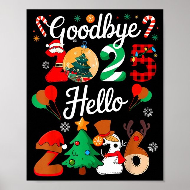 Póster Womens Goodbye 2025 Hello 2026 Christmas Matching  (Frente)