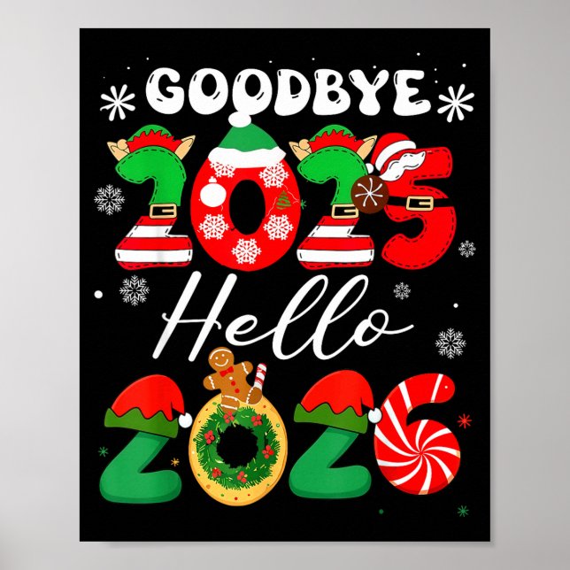 Póster Womens Goodbye 2025 Hello 2026 Christmas Matching  (Frente)