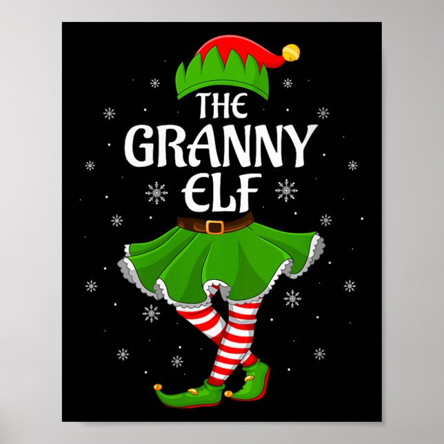 Póster Womens Granny Elf Christmas Family Girls Women Elf (Frente)