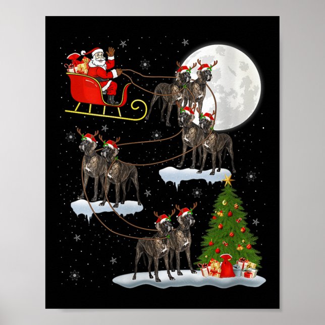 Póster Womens Great Dane Dog Santa Sleigh Flying Funny Ma (Frente)