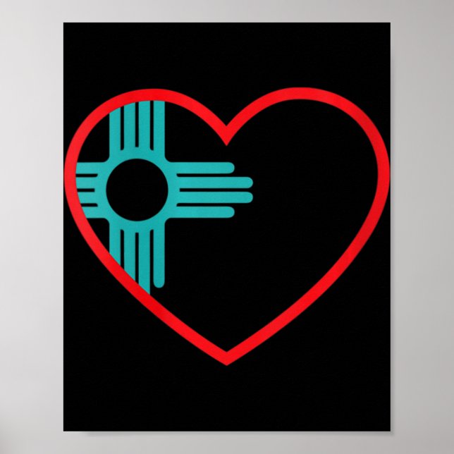 Póster Womens I Love New Mexico Heart Zia Symbol New Mexi (Frente)