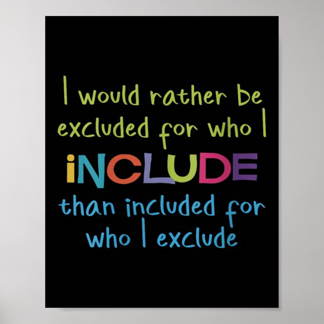 Póster Womens I Would Rather Be Excluded For Who I Includ (Frente)