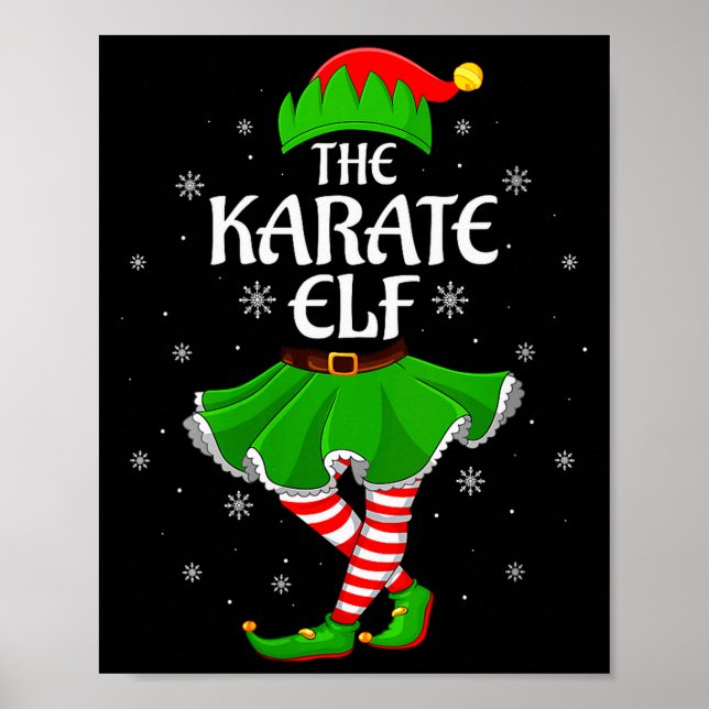 Póster Womens Karate Elf Christmas Family Girls Women Elf (Frente)