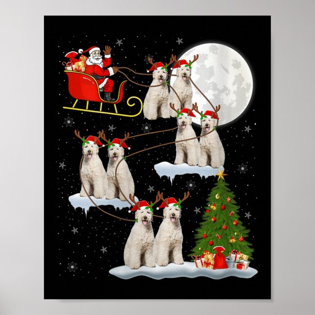 Póster Womens Labradoodle Dog Santa Sleigh Flying Funny M (Frente)