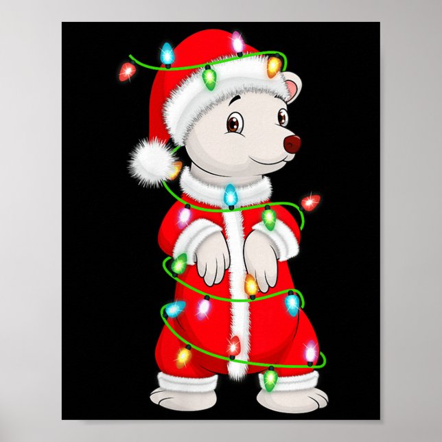 Póster Womens Lar Bear Christmas Lights Santa Costume Cut (Frente)