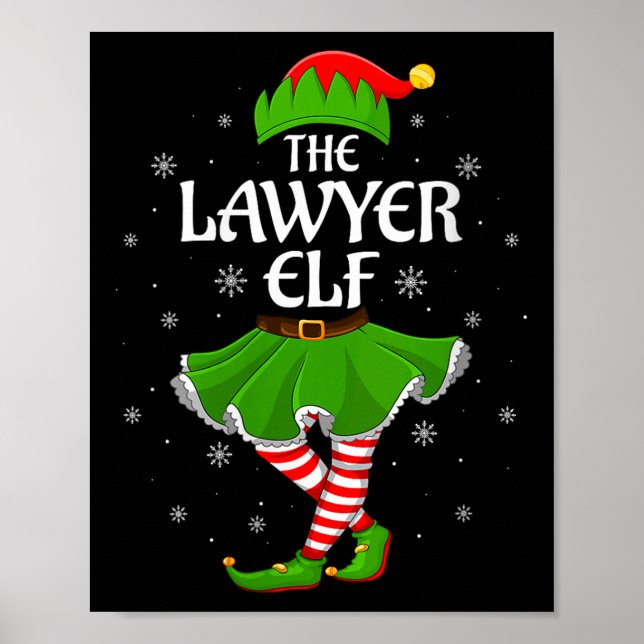 Póster Womens Lawyer Elf Christmas Family Girls Women Elf (Frente)