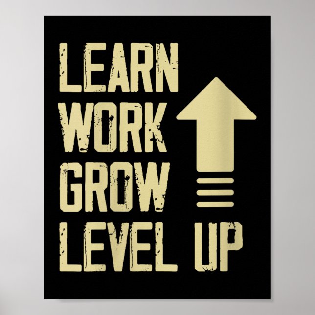 Póster Womens Learn Work Grow Level Up Growth Success Vin (Frente)