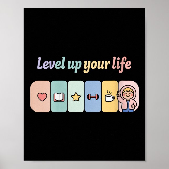 Póster Womens Level Up Your Life Progress Bar Gamer Motiv (Frente)