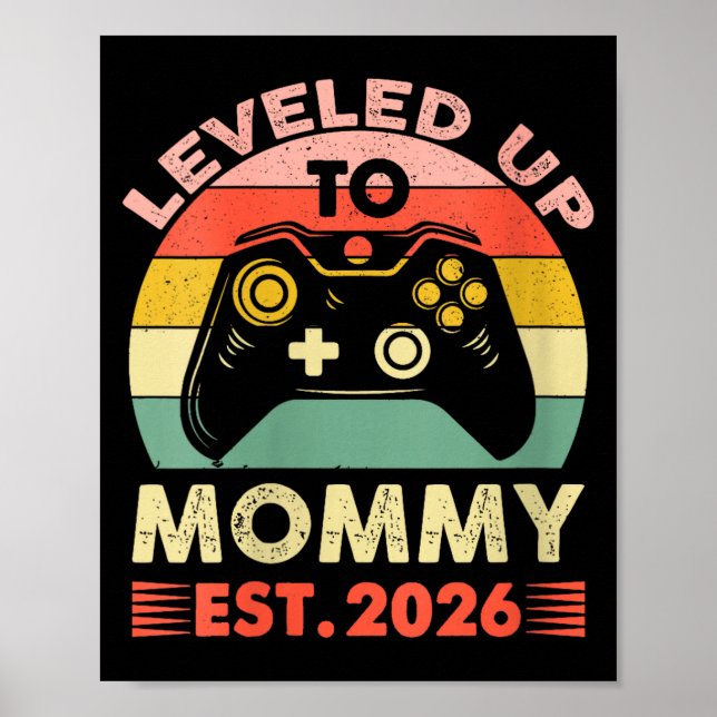 Póster Womens Leveling Up To Mommy 2026 First Time Mom 20 (Frente)