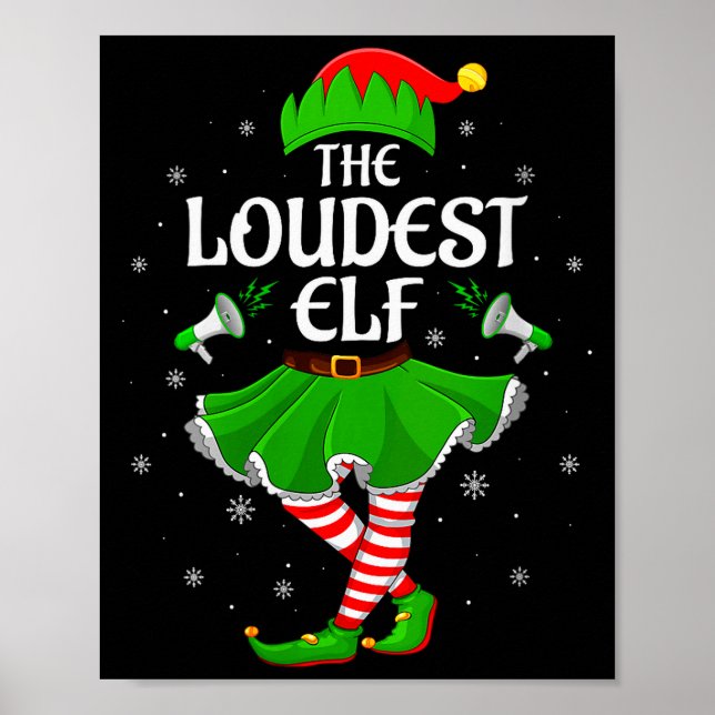 Póster Womens Loudest Elf Christmas Family Girls Women El (Frente)