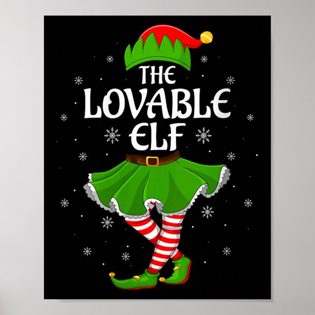 Póster Womens Lovable Elf Christmas Family Girls Women El (Frente)
