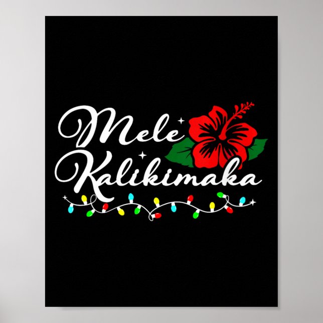 Póster Womens Mele Kalikimaka Hibiscus Flower Hawaii Chri (Frente)