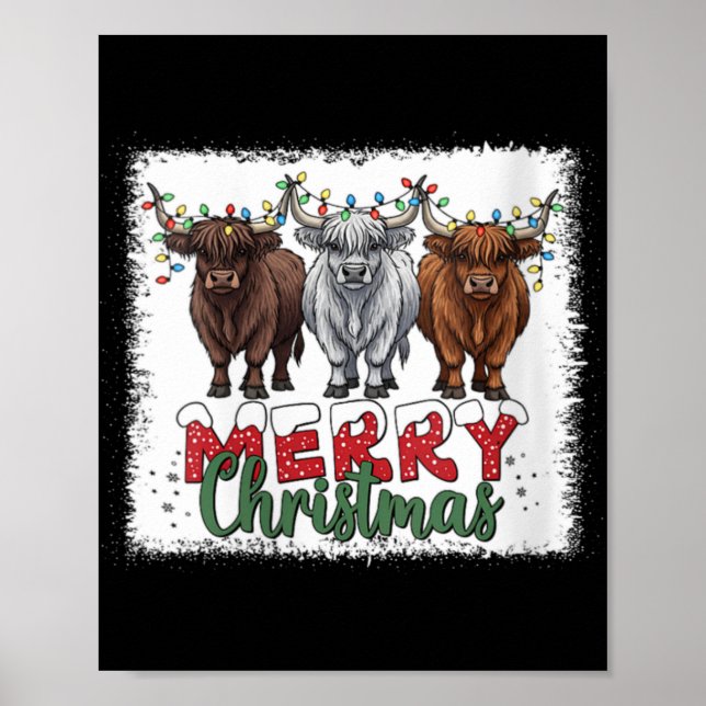 Póster Womens Merry Christmas Scottish Highland Cow Xmas  (Frente)